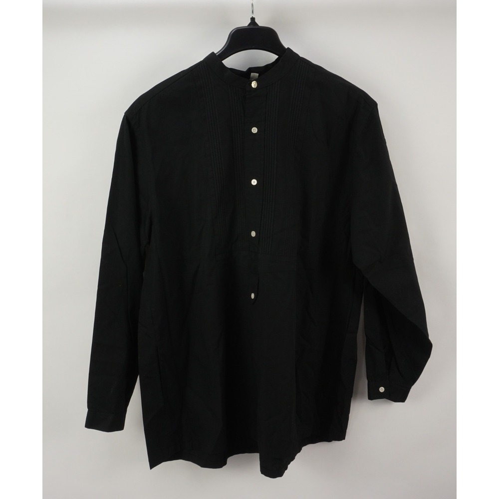 Vintage WAH Maker Western 3/4 Button Pleated Stand Collar Shirt Mens Large Black
